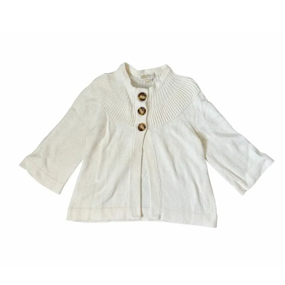 VTG 90s Y2K Michael Kors Chunky Knit Button Up Swing Sweater Sz M Cottagecore